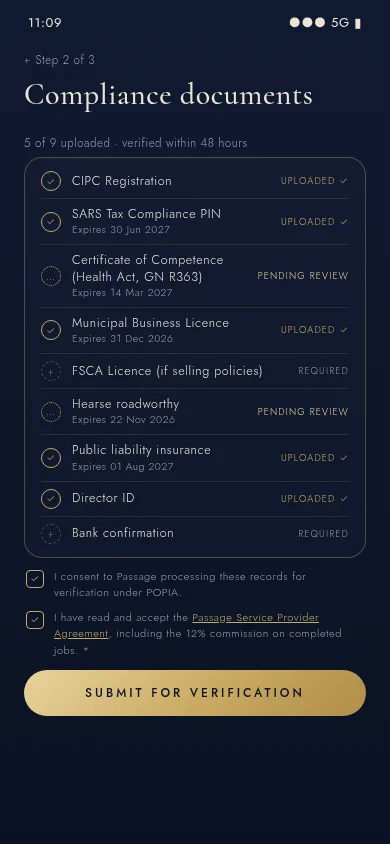 Service provider document upload